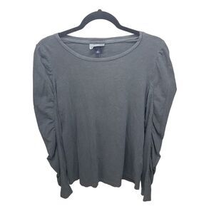 Universal Thread Womens Sz M Gray Solid Long Sleeve Puff Sleeves Blouse